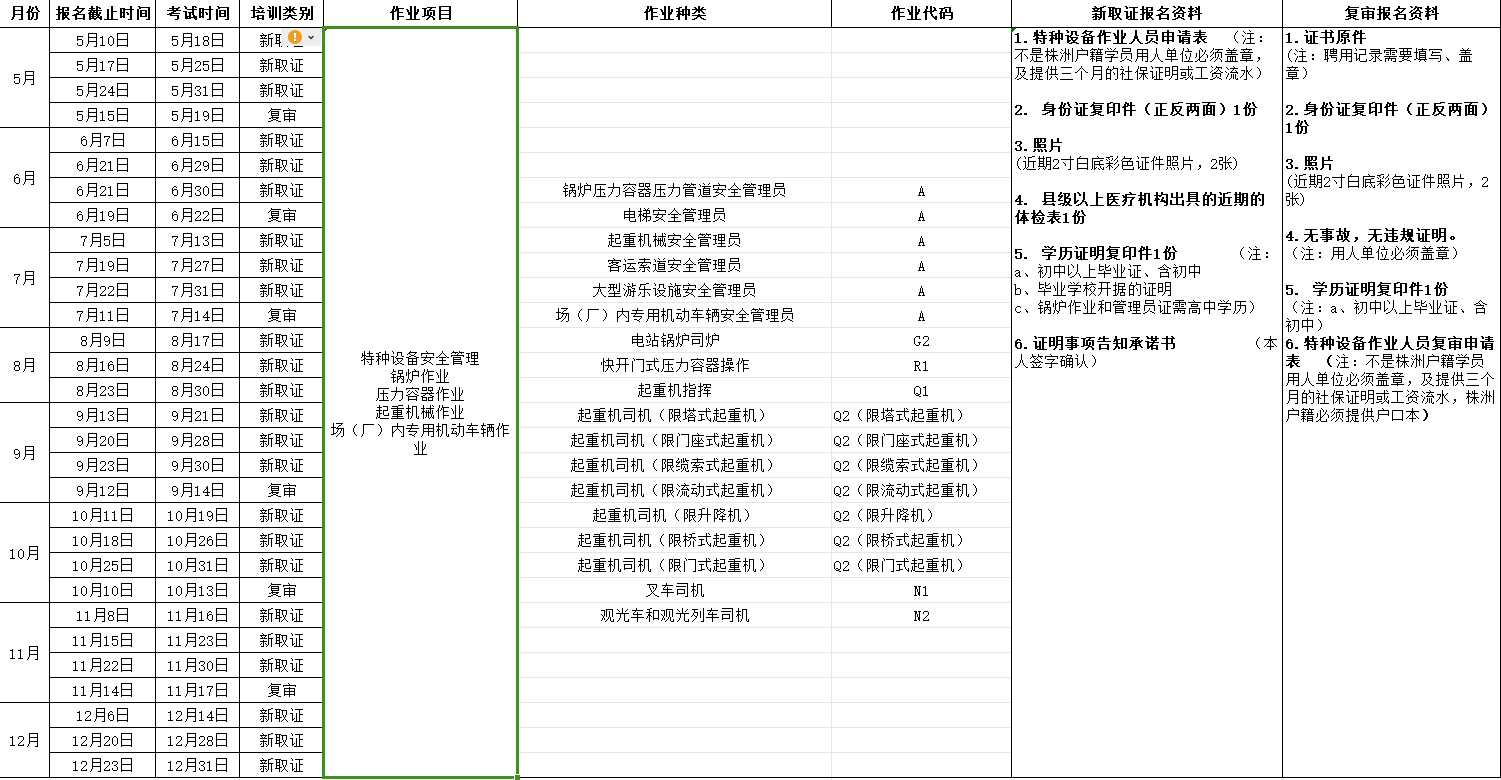 2024年湖南航空技师开元平台（原开元平台） 特种设备考试安排表